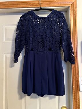 Missguided Navy Crochet Lace Dress Top and skorts